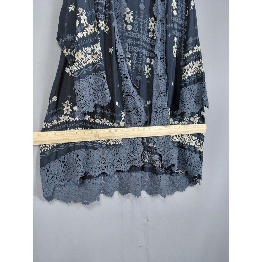 Johnny Was Black Floral Knit Lace Trim Embroidered Kimono Women Size XL - Picture 8 of 12